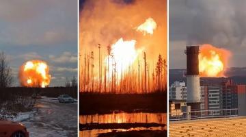Крупный газопровод взорвался под Санкт-Петербургом: кадры пожара
