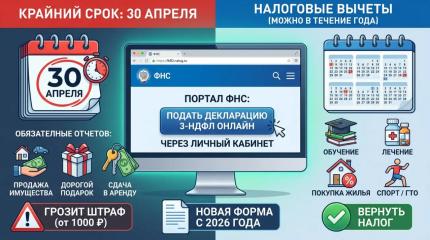 Налоговая декларация 3-НДФЛ за 2025 год: сроки подачи и как получить вычеты