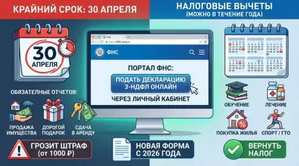 Налоговая декларация 3-НДФЛ за 2025 год: сроки подачи и как получить вычеты