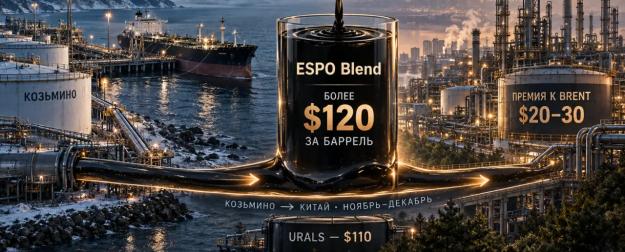 Reuters: ESPO Blend превысила $120 за баррель на фоне спроса из Китая