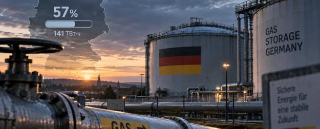 Немецкие газовые хранилища к зиме заполнены лишь на 57%