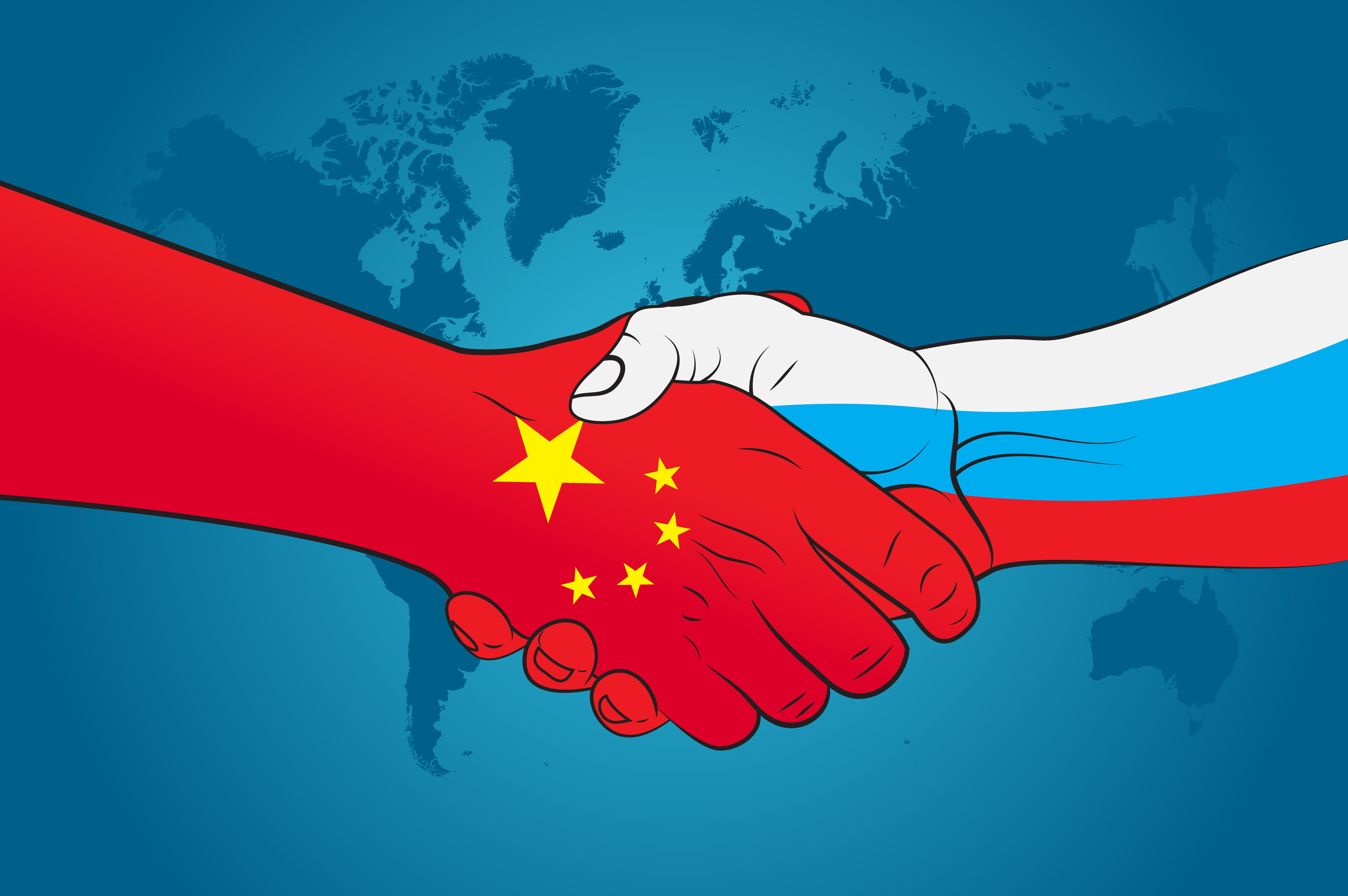 Флаг России и Китая