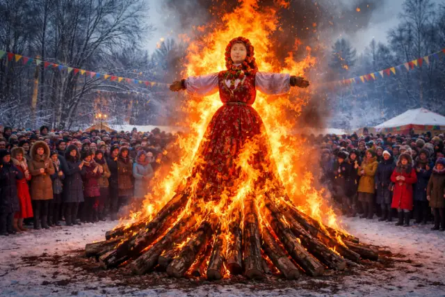 Масленица с риском штрафа: россиян предупредили об опасном чучеле в огне