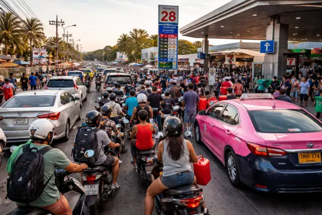 Паника на заправках Таиланда: страх дефицита топлива охватил курорты Азии