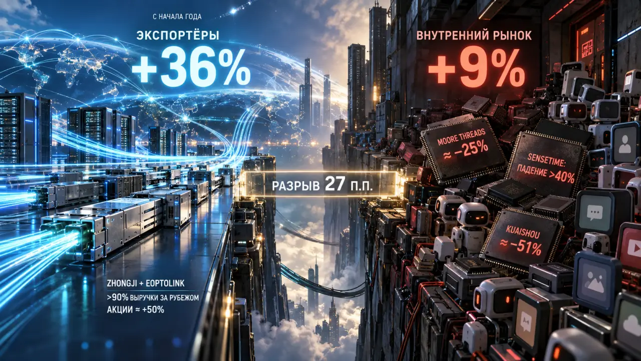 Экспортный ИИ Китая обгоняет внутренний рынок по доходности акций