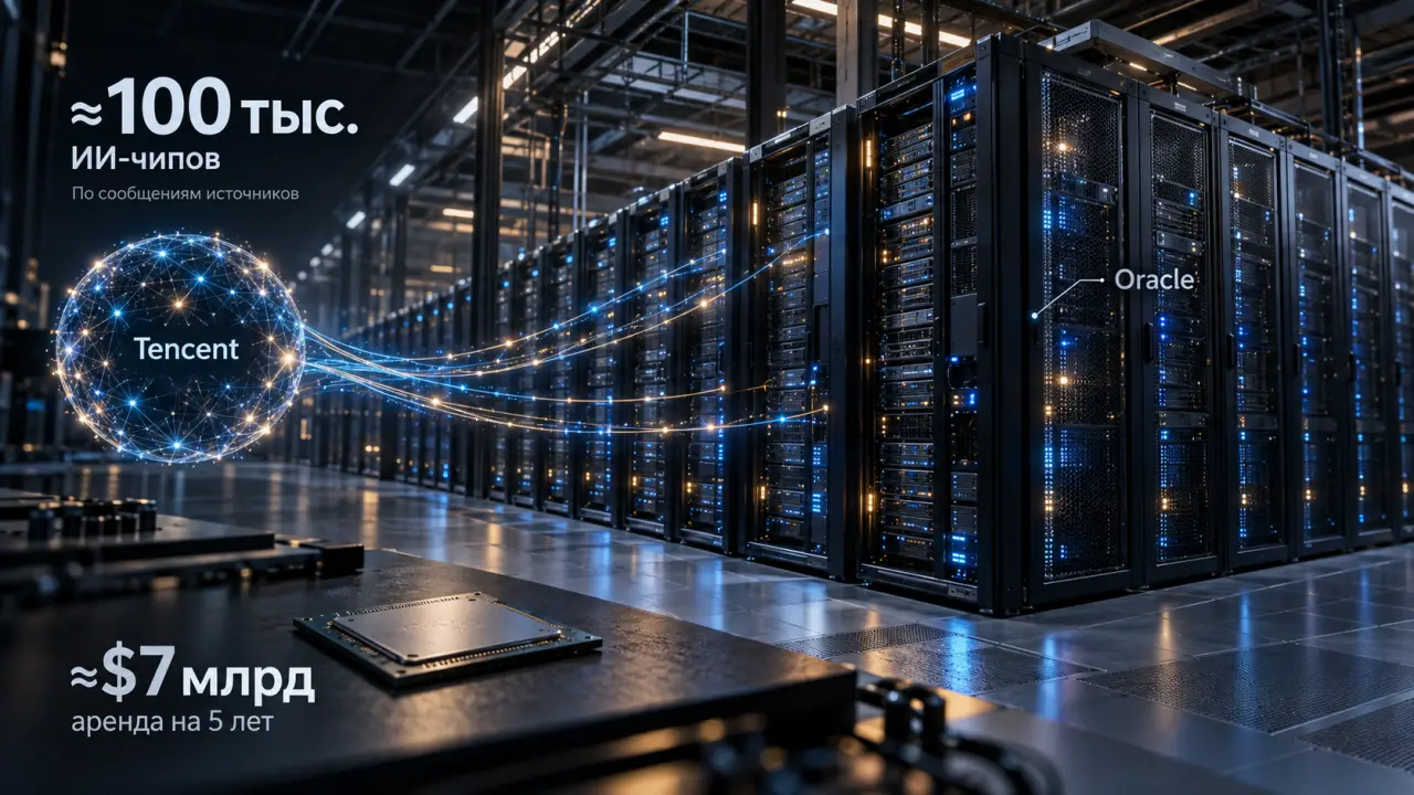 FT: Tencent договорилась арендовать у Oracle около 100 тысяч ИИ-чипов